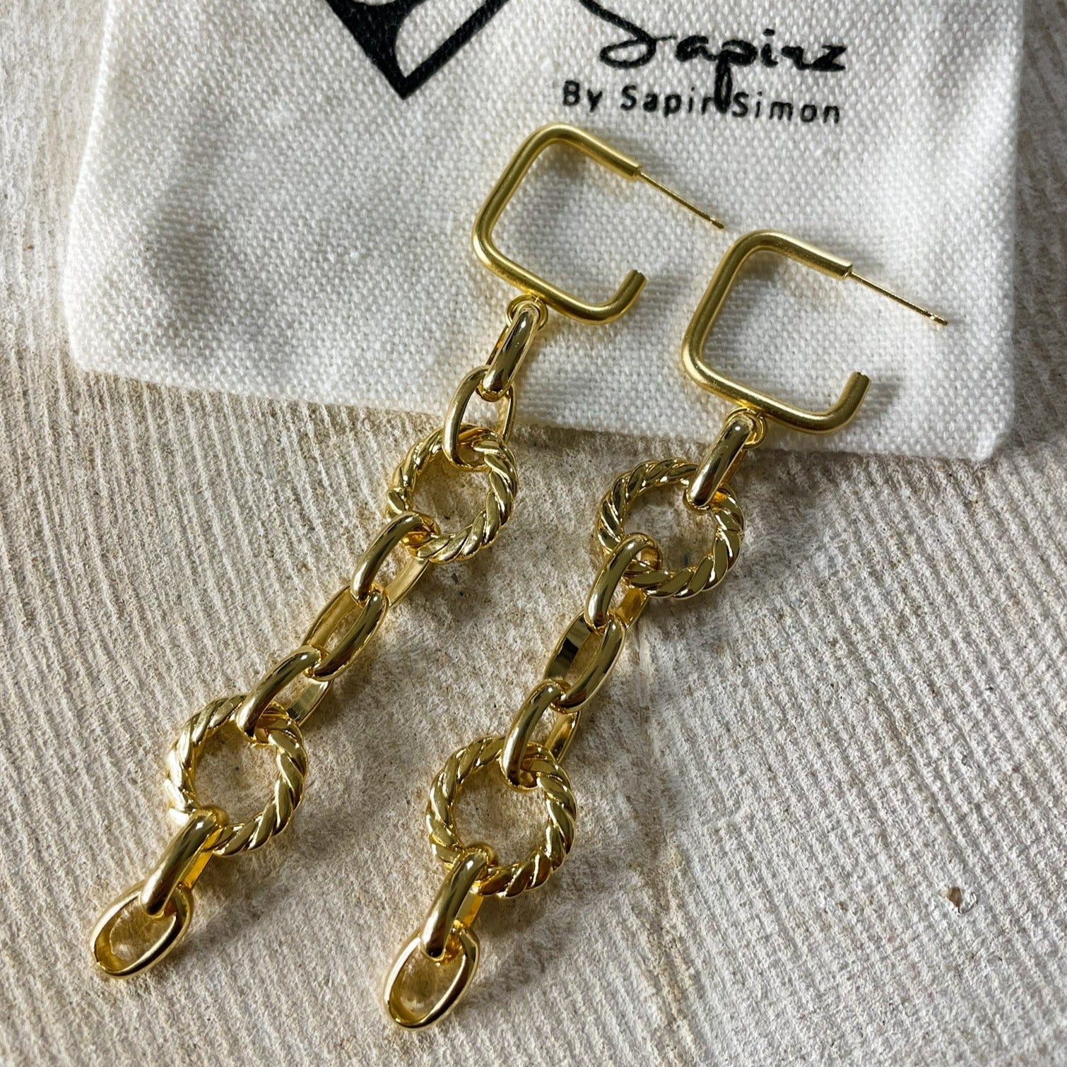 עגילי גולי זהב - SAPIRZ Jewelry